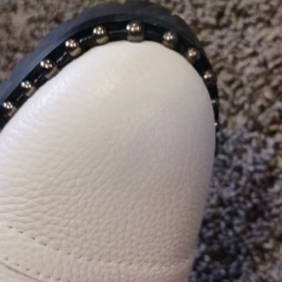 Sam Edelman "Jennifer" leather moto combat boots - 8 - white/black/silver - Picture 13 of 14